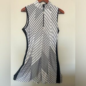 Sleeveless Black & White Striped A-Line Golf Dress by Tail